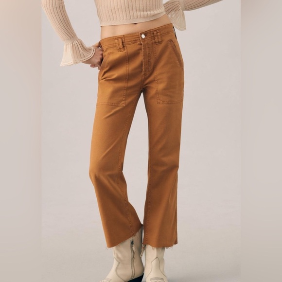 Pilcro Pants - New Pilcro “The Yaya Crop” Flare High Rise Straight Leg With Raw Hem Pants